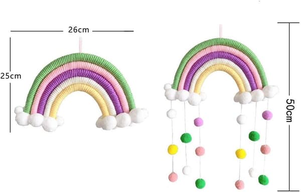 Rainbow Wall Decoration, Hand-Woven Rainbow Cloud Ornament for Home