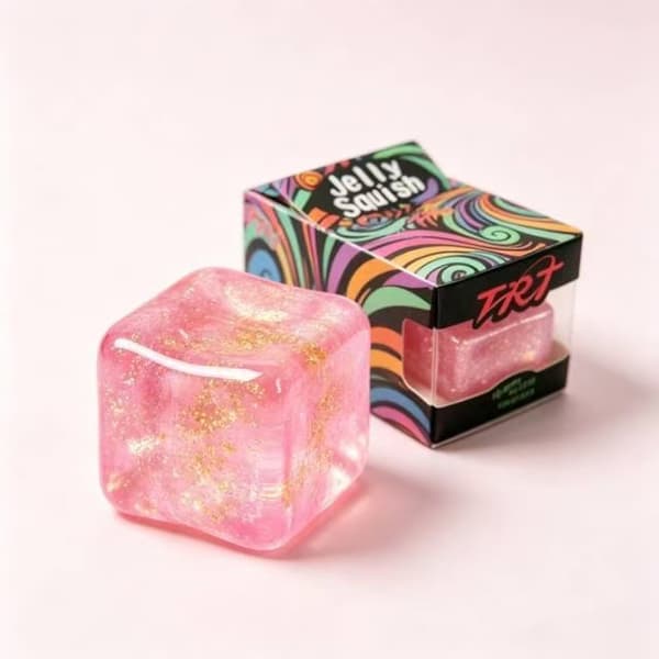Jelly Squish Fidget Legetøj, Glitter Terning Stressaflastende Klemmelegetøj
