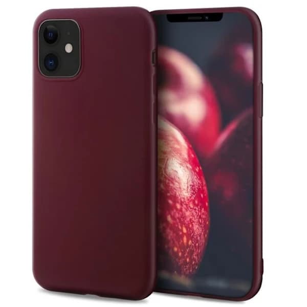 Moozy Minimalist Series Silicone Case for 11, Burgundy - Matte finish, Soft thin case