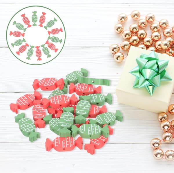 20 stk. treperler til julekrans, DIY-håndverk, smykkeperler, tre