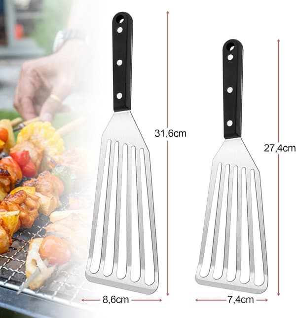 2-pak - Spatel - Rustfrit - Stål - Holdbar - Grillspatel - Redskab - Køkkenredskab - Skraber
