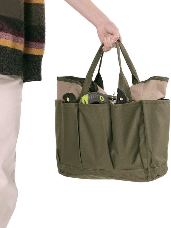 Stor Havepose med Flere Lommer til Havesæt, Haveværktøjspose (Grøn + Khaki)