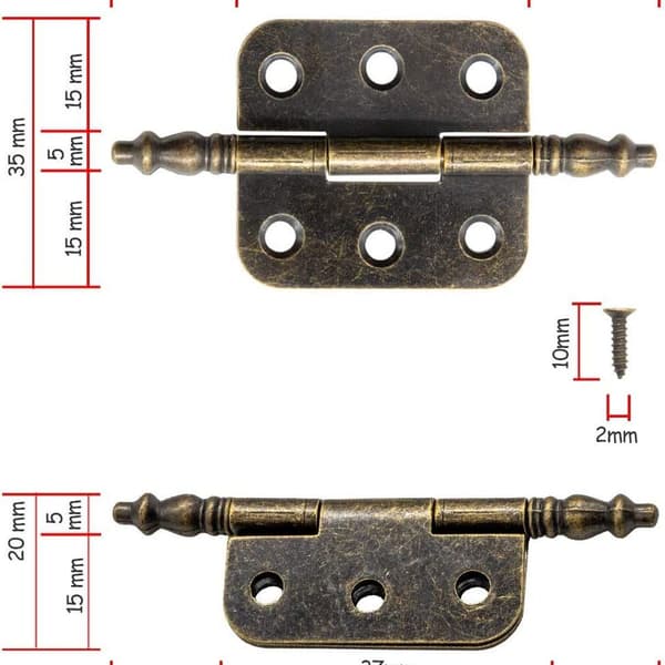Möbelgångjärn, 5-pack antika järngångjärn i retrostil 70x35mm Bro