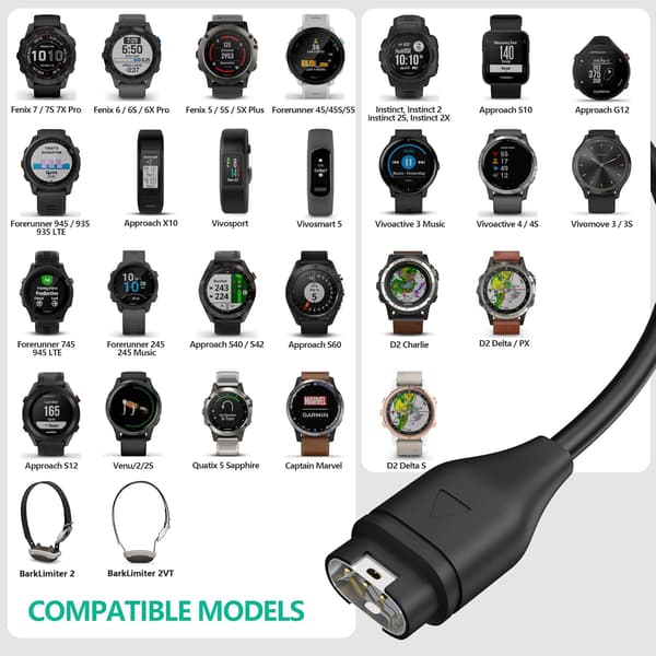 Egnet for Garmin fenix5 6S 5X /245 /945 dataladekabel fenix6 universell ladekabel