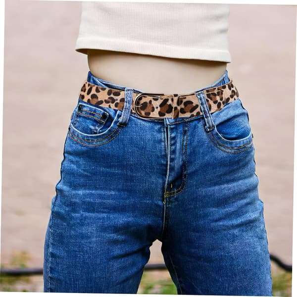 Leopardmønstret Høyt Midjebelte Elegant Fuskemidjebånd med Spenne Trendy Dyremønstret Tilbehør