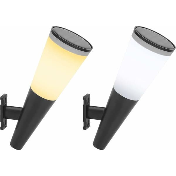 Udendørs solcellelampe, 1-pak vandtæt solcellelampe solcellebelysning med sensor trådløs sikkerhedslampe væglampe til haven