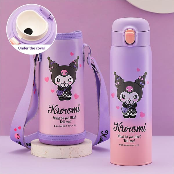 Kuromi Isolert Vannflaske i Rustfritt Stål med Veske 480ml