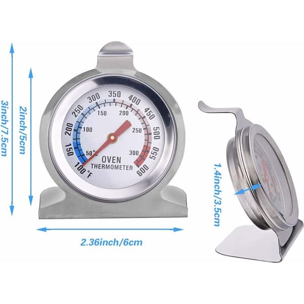 4 stk ovntermometer stor urskive rustfrit stål drift 50°C til 300°C grill ovn BBQ temperaturmåler KLB