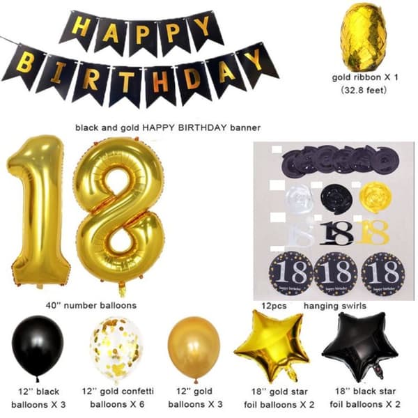 18th Birthday Party Decorations Party Supplies Gold Number