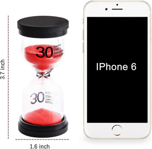 6 farger timeglass sett 1min/ 3min/ 5min/ 10min/ 15min/ 30min dekorasjon tidsmåler timer for barn