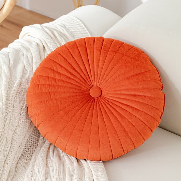 Rund sofapude Fløjlsbetræk 40 cm - Orange
