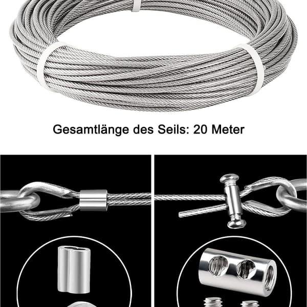 Stålwire 3mm rustfritt ståltråd 3mm belagt, rustfritt ståltrådsett