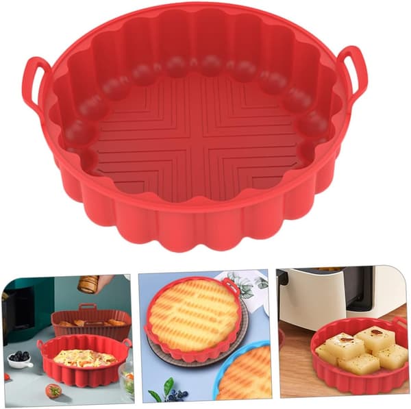 2 stk gjenbrukbar silikonmatte for airfryer, for airfryer innergryte, non-stick bakematte