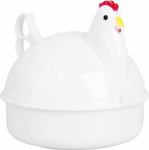 Kyllingformet eggkoker for mikrobølgeovn, dampkoker, eggkoker, kjøkkenredskap for 4 egg