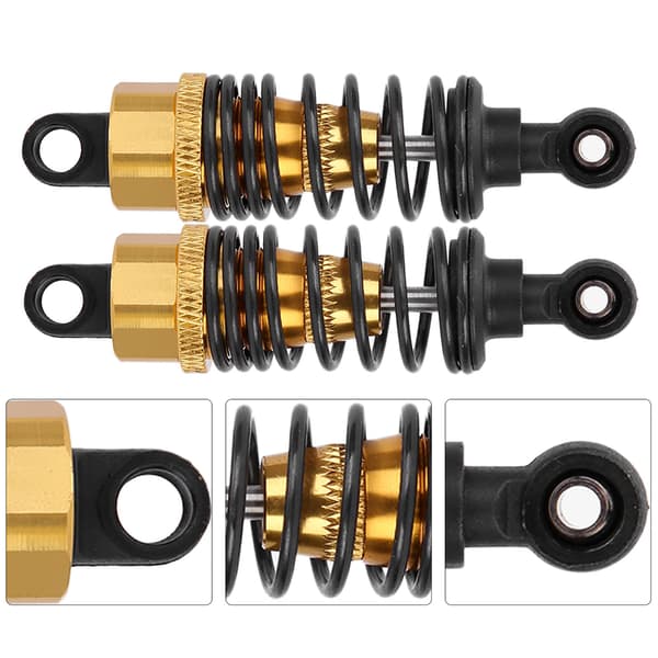 2 st 1/10 Fjärrstyrd bil metallstötdämpare för 1:10 RC-bil 68mm Guld