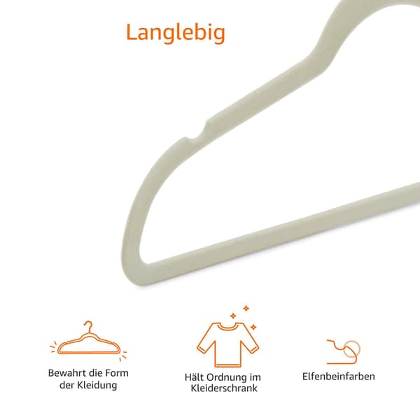 Smal och halkfri skjort-/kostym-/dräkthängare, elfenbensfärgad