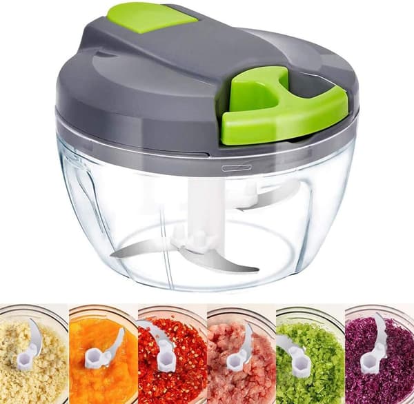 Løghakker, Mini Food Chopper, 3-bladet manuel madprocessor