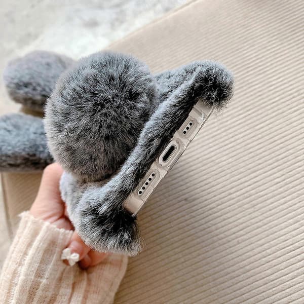 Furry Rabbit Ear Phone Cover for Phone with Plush Material Compatible 13[DB]