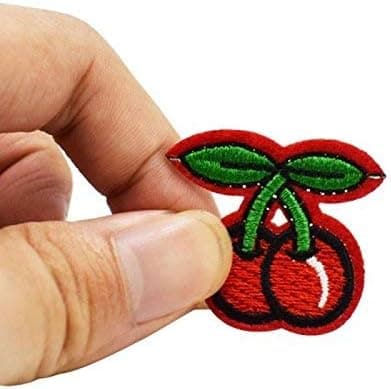 10x Klær Applikasjon Patch Røde Kirsebær Broderi Patch Sy/Stryke På Merker Motiv
