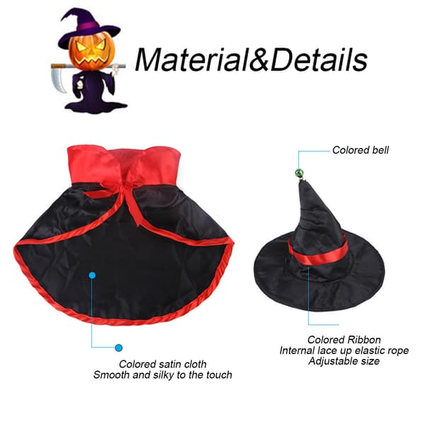 Halloween Cat Costume Vampire Cloak Witch Hat Adjustable Pet Costume Accessories Pet Cape Costume for Cat Rabbit Small Animals