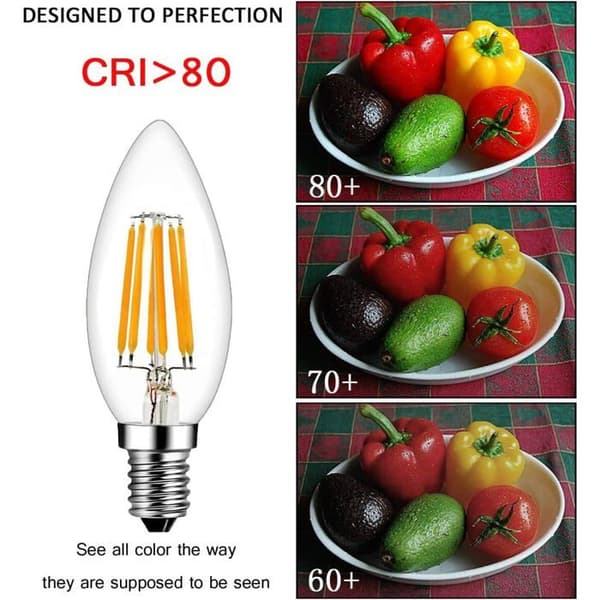 E14 Flame Filament LED-lampor Varmvit 2700K 600LM Ej dimbara LED-lampor 10-pack [Energiklass A++]
