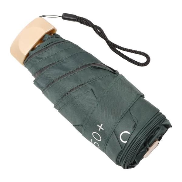 Mini Paraply 6 Ribber Sammenleggbart Paraply 6 Ribber Bagasjeparaply Mørkegrønn PARAPLY