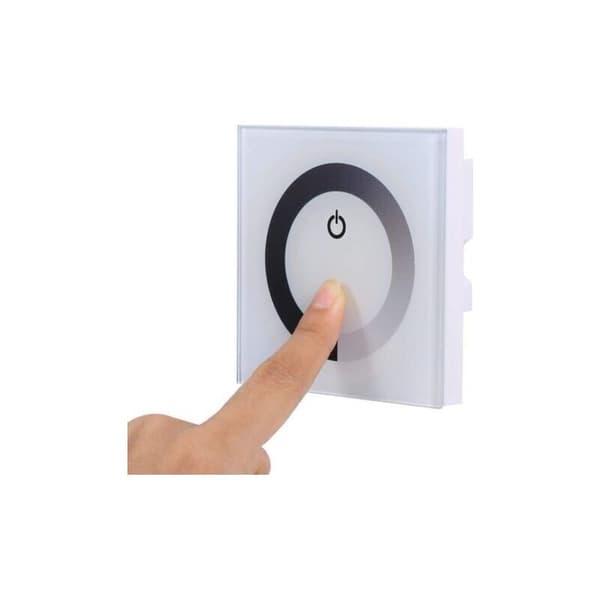 Wall-mounted Touch Light Switch, LED Dimmer Brightness Controller, Single Color Touch Panel for DC 12V-24V LED Strip Light Controller (White)