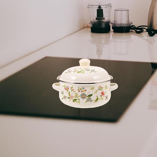 Enamelled Soup Pot for Kitchen, Multifunctional Pot with Lid for Simmering and Cooking Seafood