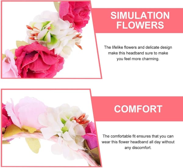 Simulert blomsterhodebånd med kronblader og hortensia for bryllup og brudedusjer