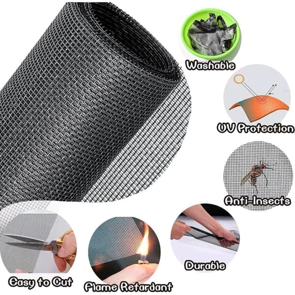 Mosquito Net Roll 120 x 250 cm, Mosquito Net Fabric per Meter for Windows, Adjustable and Durable Fiberglass, Scratch-Resistant