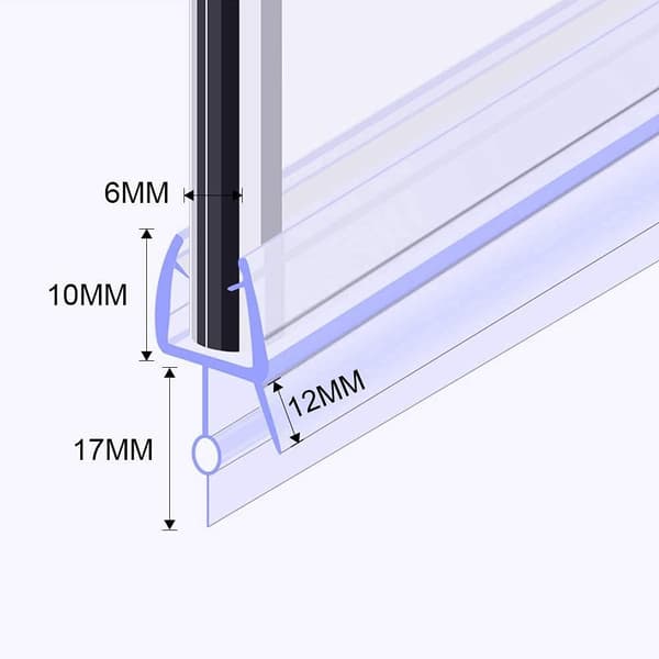 70CM 2-pak brusedørstætning i ét stykke til 4-6 mm glas, foldbar brusevægstætning