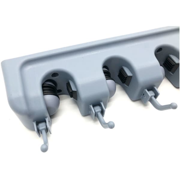 Wall-mounted 11-piece accessory system with 5 garden/tool holders and 6 hangers - 405 mm length - Black - Storage system