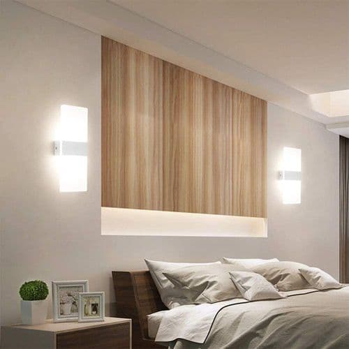 Klighten 2-pakkaus LED-seinävalaisin sisäkäyttöön 12W akryyliseinävalaisin