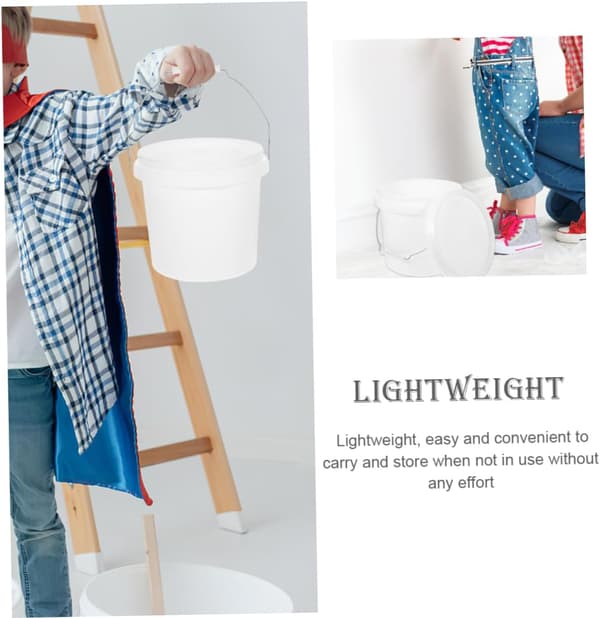 1,75 Gallon White ABS Paint Container with Lid, Multifunctional Handheld Storage Bucket