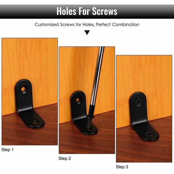 Fixing Bracket Black Right Angle Metal L-Shape Bracket Brackets w