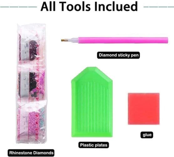 ParNarZar Ros DIY 5D Diamantmålning Full Set Kristall Strass Broderi