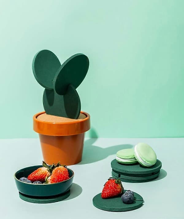 Coasters Creative Cactus Shaped Design Set of 6 Pieces for Home Office Decor