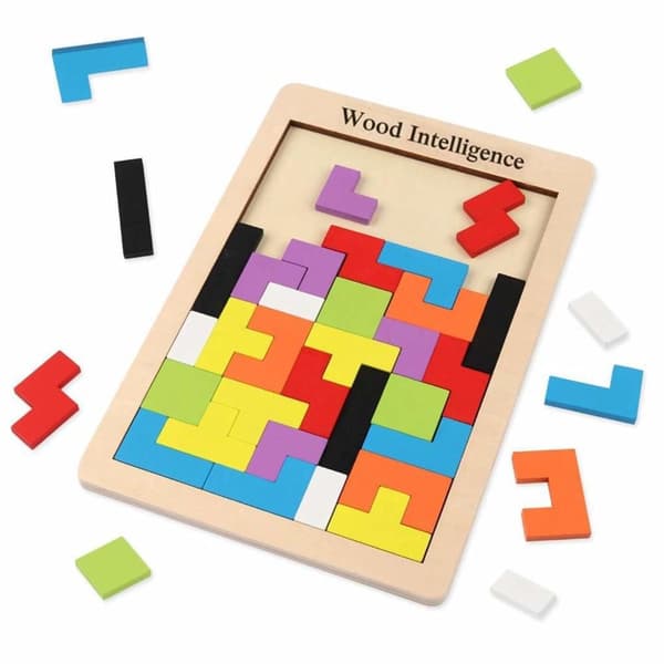 Tetris Tangram Wooden Puzzle Didactic Learning Toys Pcs Intelligence KLB