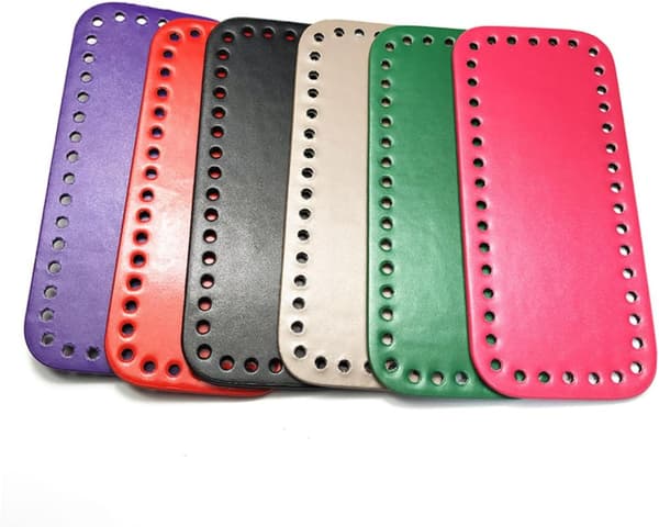 PU Leather DIY Bag Bottom for Crocheting, Square Grey Crocheted Bag Bottom Shaper