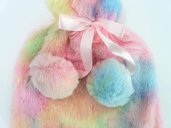 Rainbow Pattern Super Soft Fluffy Thermos and Lid for Water Refill