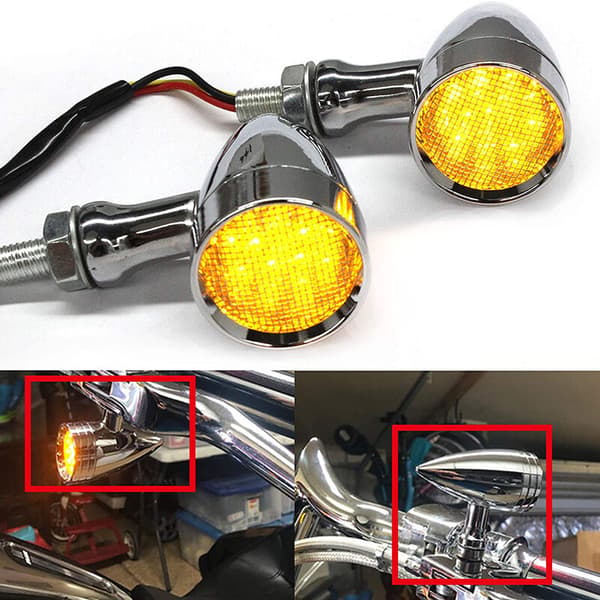 1 par sorte retro motorcykelgitter blinklys LED bremselys blinklys til