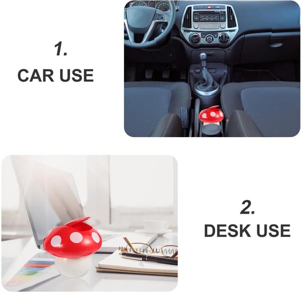 Mini Mushroom Trash Can with Lid, Red and White Desktop Bin for Office and Living Room