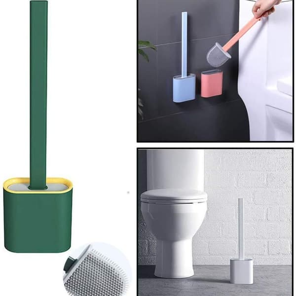 MTUPOC Creative Silicone Toilet Brush with Holder Wall Mounted KLB