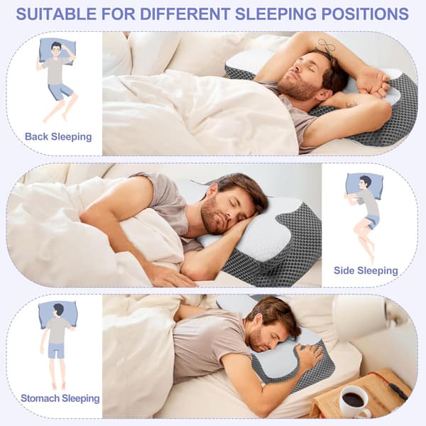 Ergonomisk Cervical Memory Foam Pude til Side-, Ryg- og Mavesovere (Style1:60*34*13/10cm)
