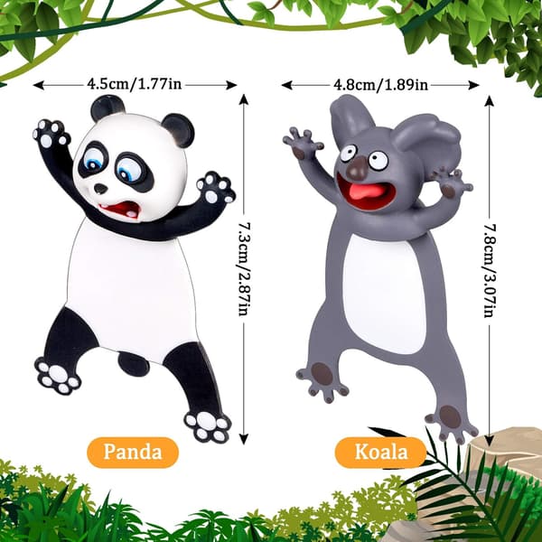 3D Tegneserie Dyre Bogmærker - 2 Stykker Fladtrykte Landdyr, Søde Panda & Koala Læsebogmærker - Tilbage til Skolen Gave til Studenter