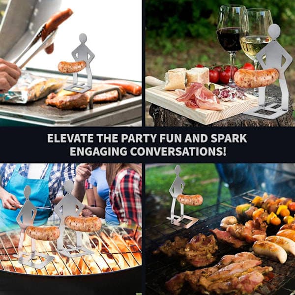 4 morsomme BBQ-stativ for pølser, gjenbrukbart pølsestativ i rustfritt stål 2 stk 2 stk 2PCS 2PCS
