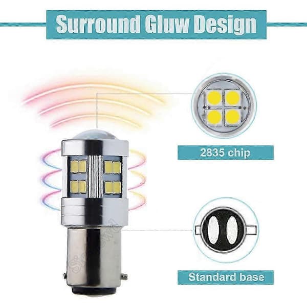 Pair BAX15D LED Bulb 2835 24SMD White Light For Moto Motorcycle Scooter ATV UTV Front Headlight Car Auto Tail Light 6V 12V.
