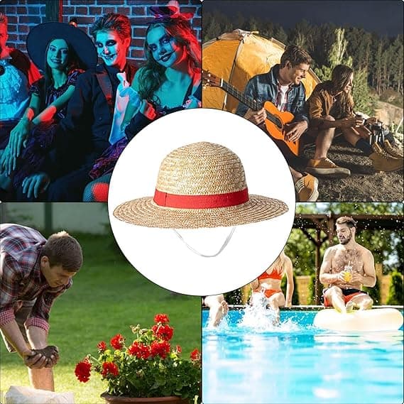 Luffy stråhatt, Luffy cosplayhat, Luffy cosplaytilbehør, tilbehør til kostumefest
