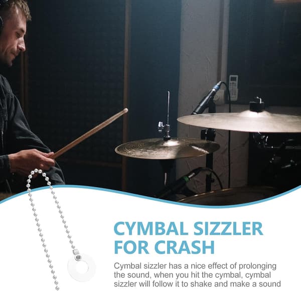 Professional Silver Cymbal Sizzler Chain for Drum Cymbals, Alloy Extension Accessory