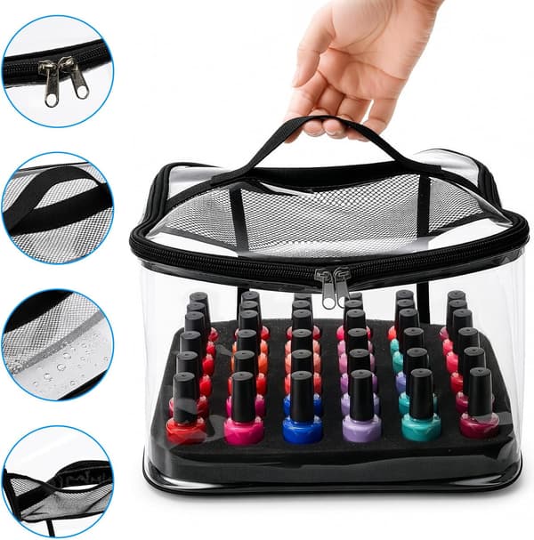 2-pack nagellacksorganisatör rymmer 36 flaskor, klar PVC-väska